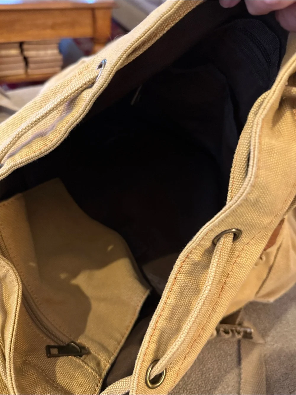 Gearonic tan brown Canvas Leather Backpack Bag  (TD)